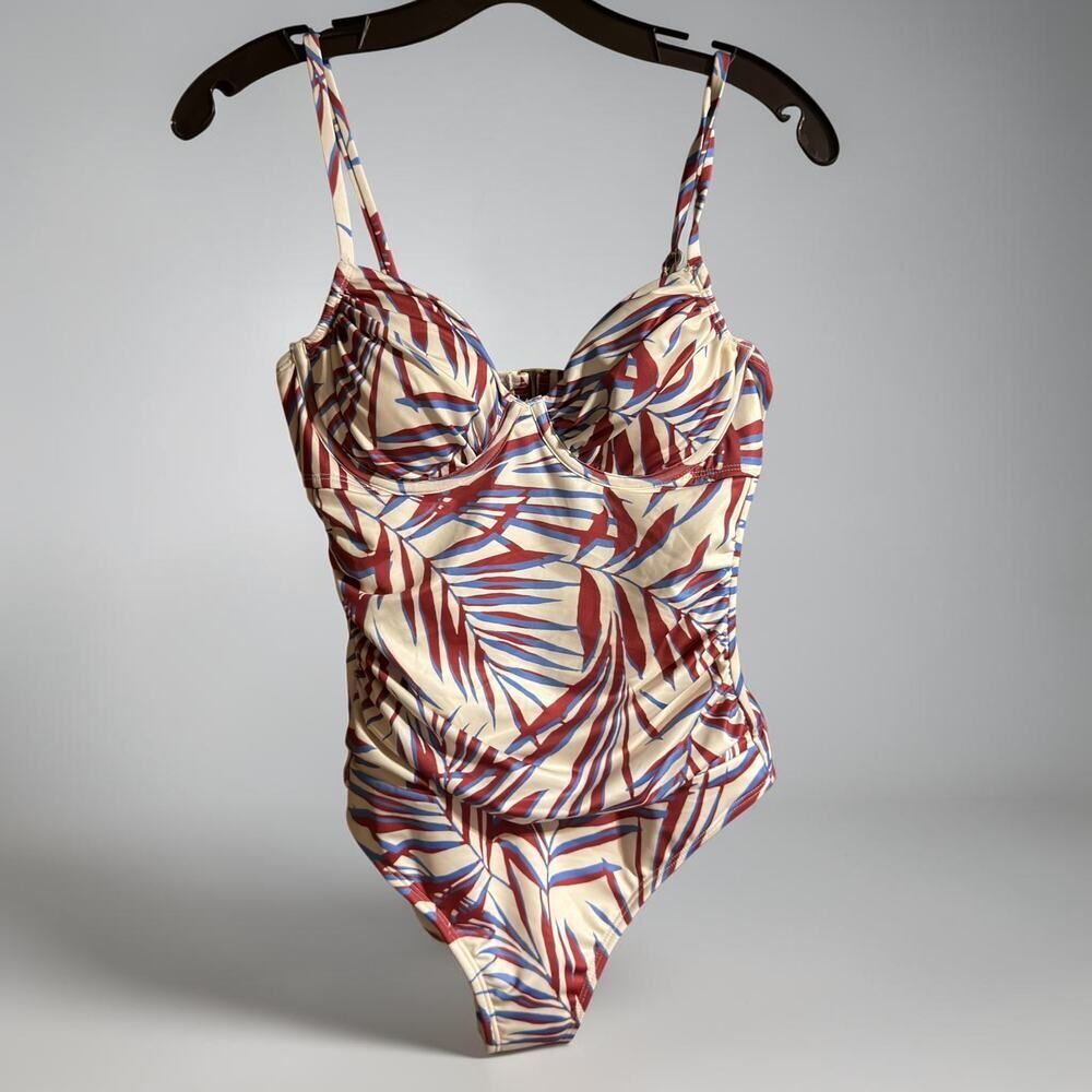 Shade & Shore NWT Tropical Palm Print Underwire One Piece Swimsuit Small
